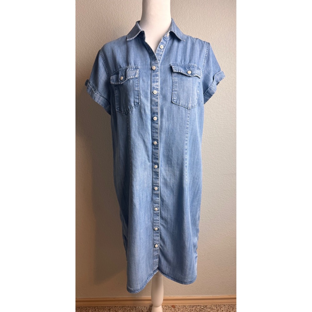 UNTUCKit for her Denim Shirt Dress Blue Medium Wash Tencel Size 6 Chambray